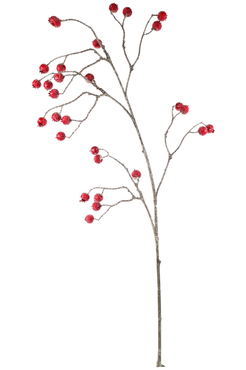 41" Iced Berry Spray – Artificial Decorative Berry Stems, Frosted Holiday Décor, Set of 6